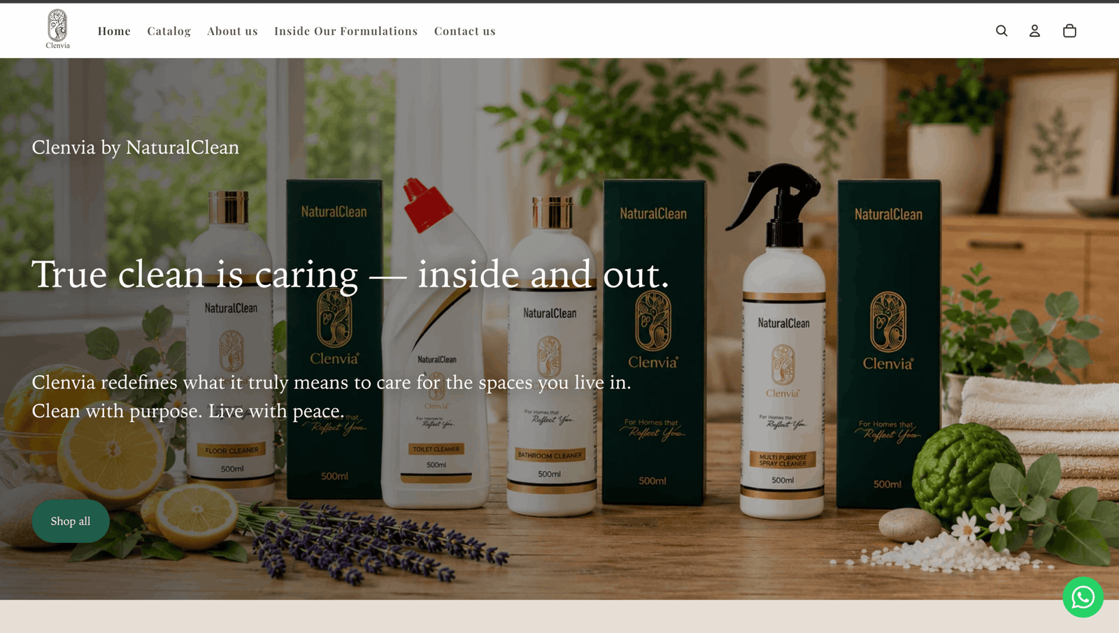 Clenvia NaturalClean Shopify storefront for plant-based cleaning brand