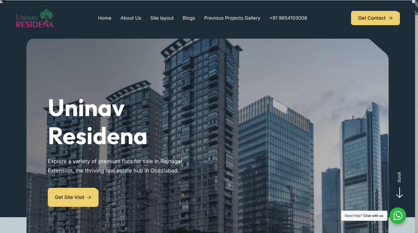 Uninav Residena residential project website with floor plans in Raj Nagar Extension Ghaziabad