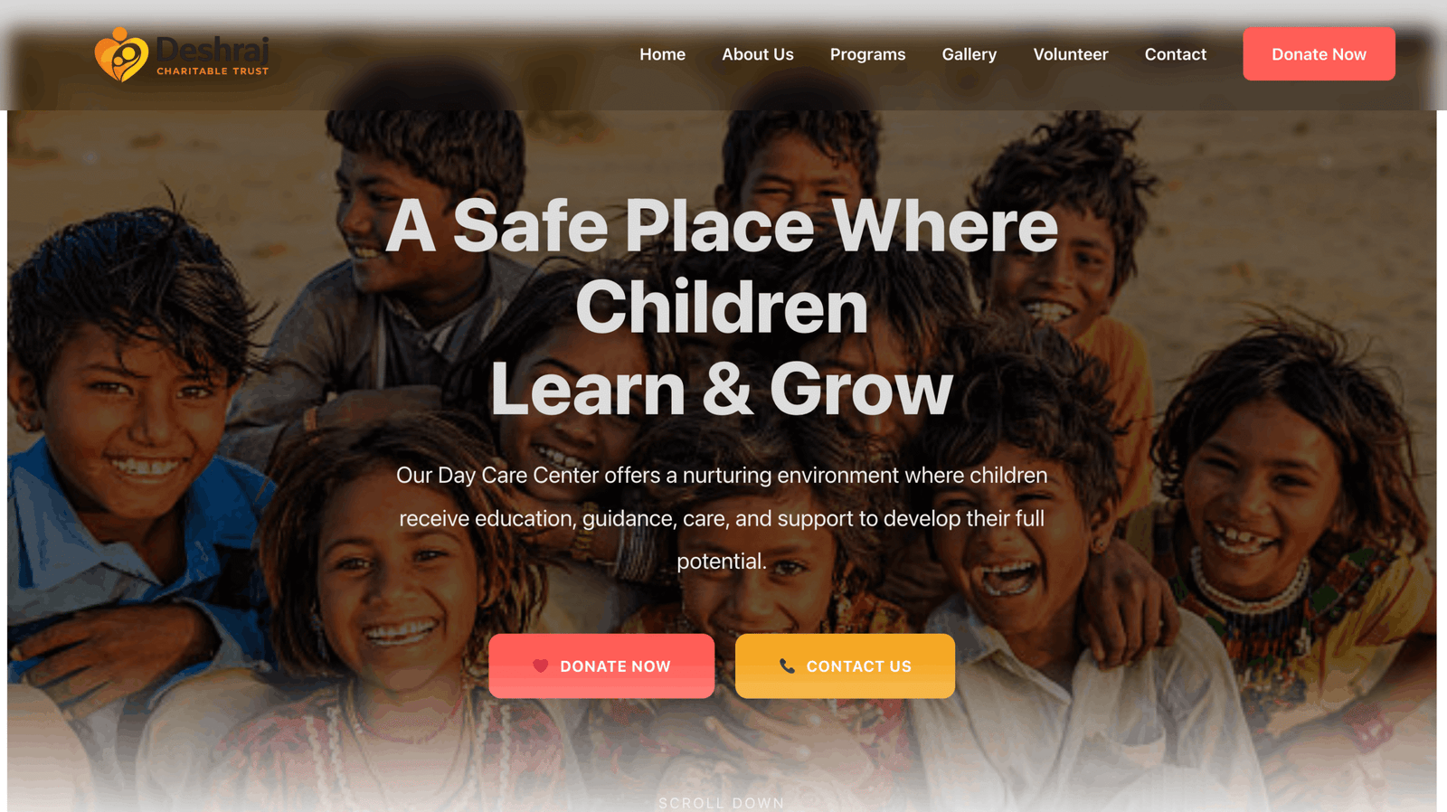 Deshraj Charitable Trust donation website homepage in Faridabad