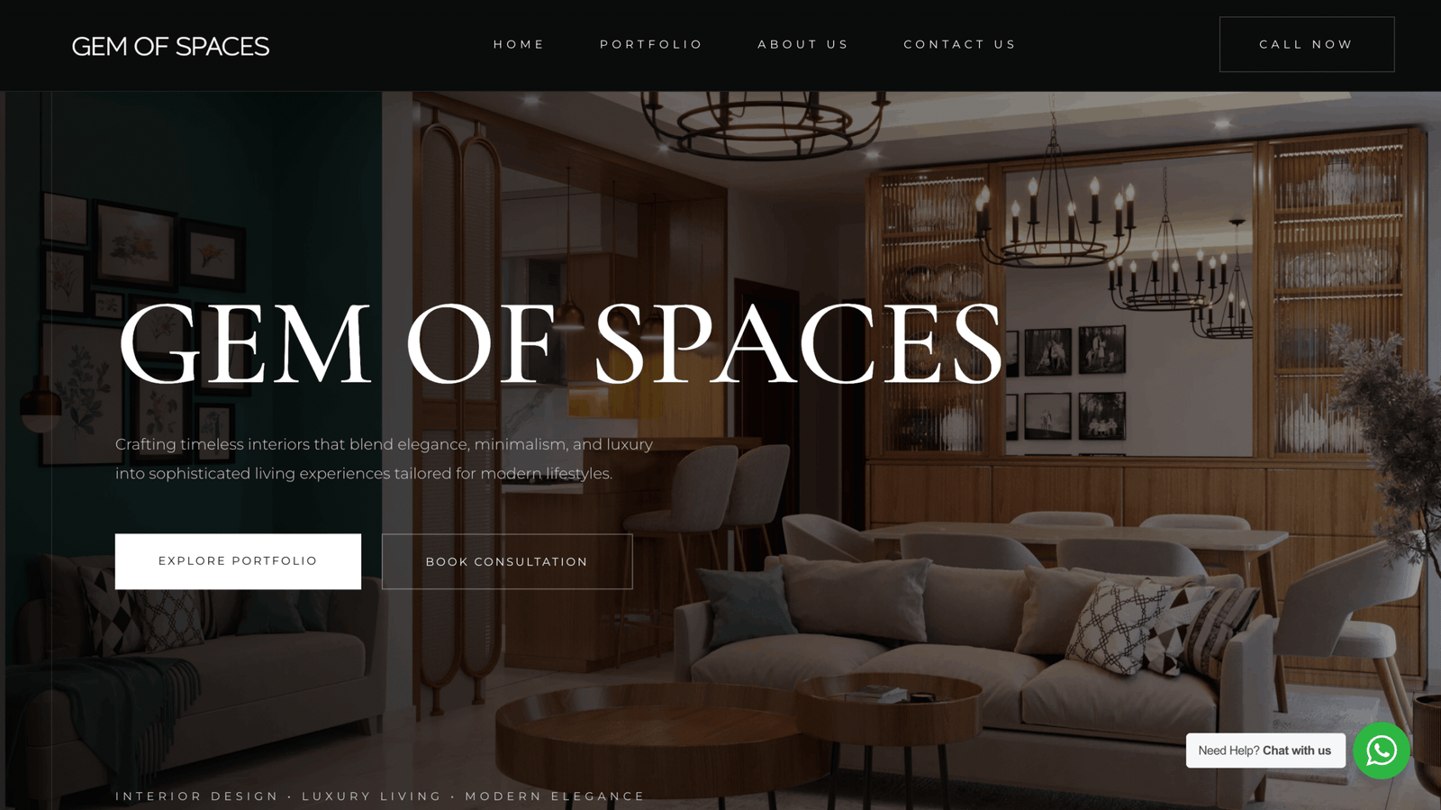 Gem Of Spaces interior design studio portfolio website