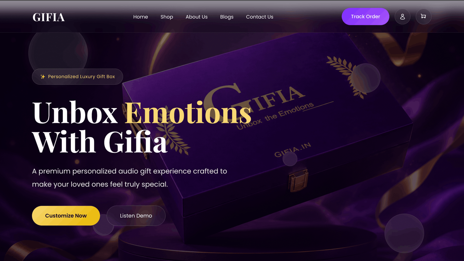 Gifia personalized luxury audio gift box e-commerce website